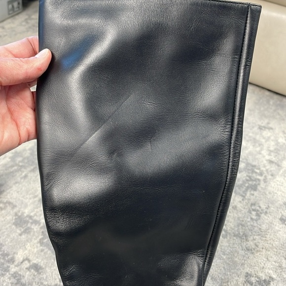 New Giaborghini Texan Knee High Western Boot Leather Stacked Platform Black 39 - Picture 10 of 16